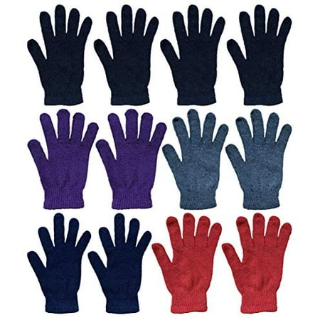 Wholesale Bulk Winter Magic Gloves Warm Brushed Interior, Stretchy Assorted Mens Womens (Womens/Assorted, 12)