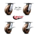 thumbnail image 2 of 6 Inch High Temp Phenolic Swivel Caster Set 2 Swivel Locks 2 Brakes SCC, 2 of 2