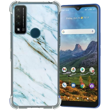 TalkingCase Slim Phone Case Compatible for Cricket Dream 5G, AT&T Radiant Max 5G/Fusion 5G, Blue White Marble 2 Print, Lightweight, Flexible, Soft, USA