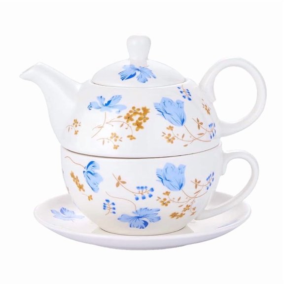 Funpisea Porcelain Tea for One Set Orchid Floral Design Gift for Women