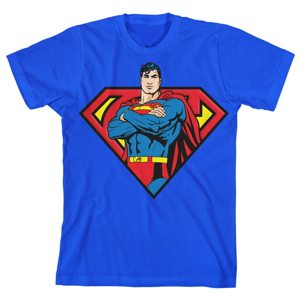 Superman Arms Crossed Pose Logo Boy's Royal Blue T-shirt-Medium - Walmart.com
