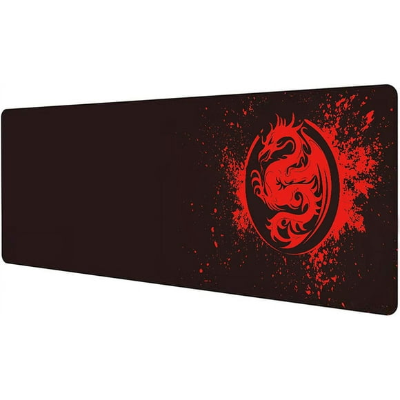HAHDAXIA Extended Mouse Pad Anime Dragon Large Gaming Mouse Pad- 31.5x12inch Computer Keyboard Mouse Mat Mousepad Rubber Base and Stitched Edges for Game Players (Red)