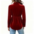 thumbnail image 2 of Party Tops for Women Sequins Velvet Patchwork Button Down Collar Dressy Blouses Long Sleeve Elegant Shirts (M, Wine), 2 of 6