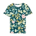 thumbnail image 5 of Yuwull Tops For Women Going Out Tops For Women Women Vacation Style Floral Print Round Neck Short Sleeved T-Shirt Summer Tops For Women 16XL, 5 of 5