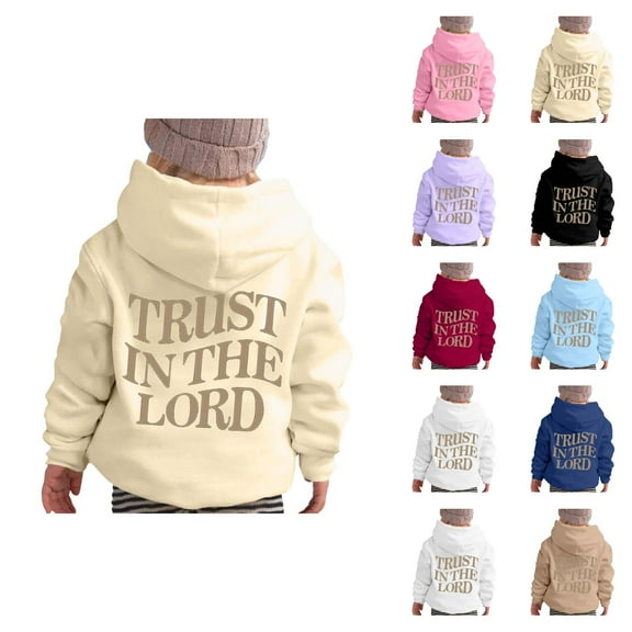 Christian Hoodies for Girls Kids Long Sleeve Cute Bible Verse Graphic Hooded Sweatshirt with Pockets Pullover Tops