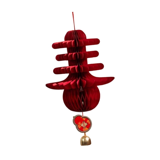Farolillo Chino Panal de Papel Decoración Colgante Adorno Año Nuevo Caballo 2026 con Campanas Festival de Primavera Adecuado para Árbol Escaparates Sala 17cmx39cm