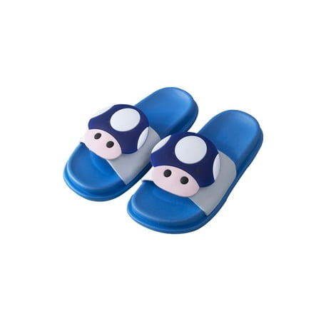 

Daeful Boys Girls Beach Sandal Slip On Slides Waterproof Slide Sandals Bath Lightweight Soft Cartoon Footbeds Blue 8.5C-9.5C