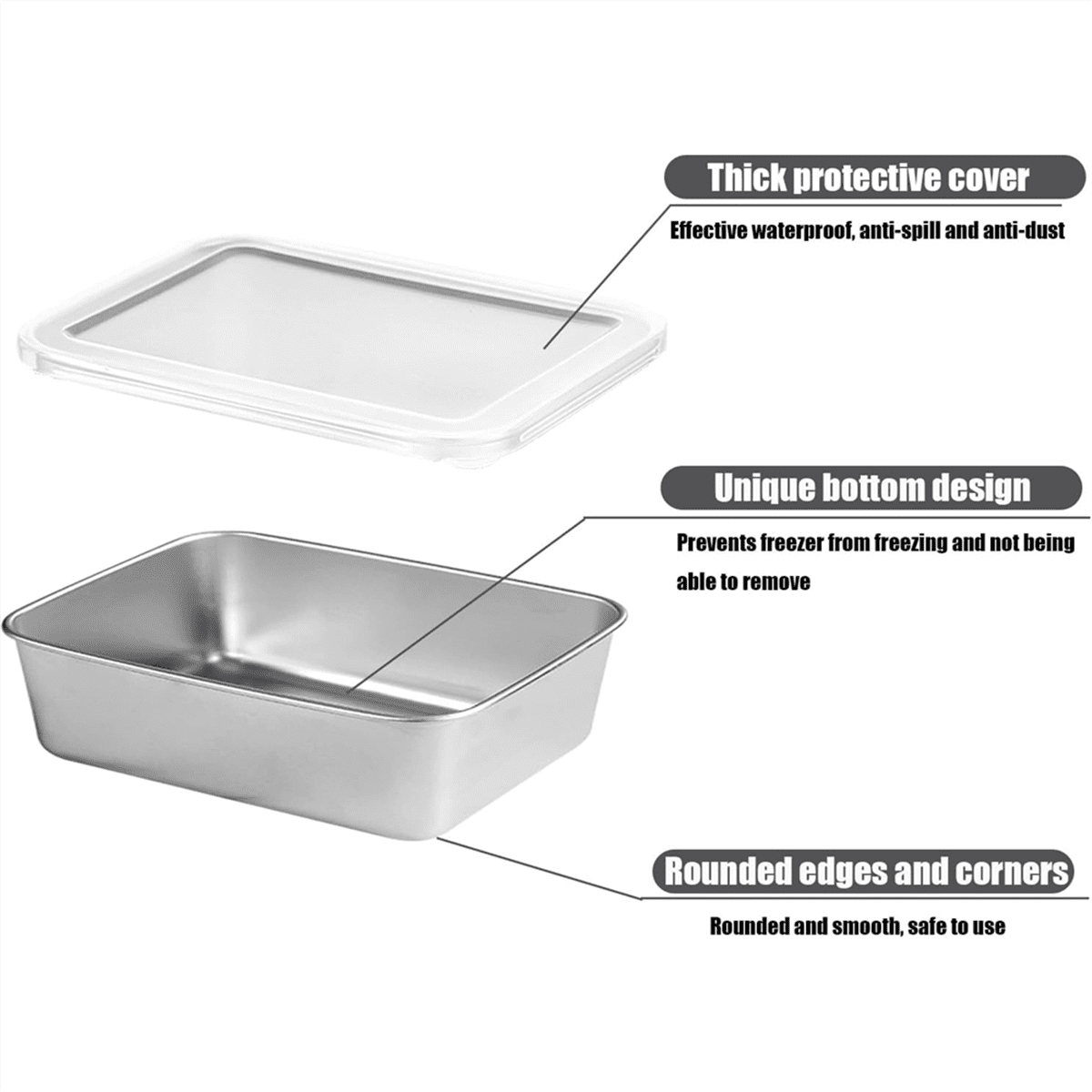 Stainless Steel Containers for Food Storage,Food Storage Bento Box Container,Leak Proof Silicone Lid Dishwasher Safe