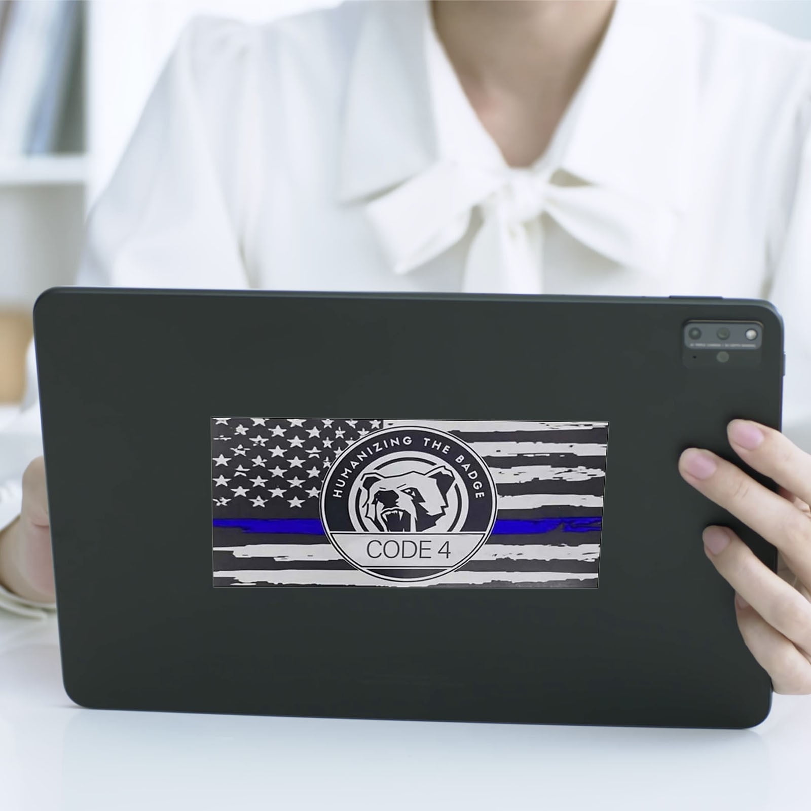 2 Adesivi Sottili "Thin Blue Line" Con Bandiera USA - PVC Impermeabile Per Auto E Finestre, Sostieni La Polizia