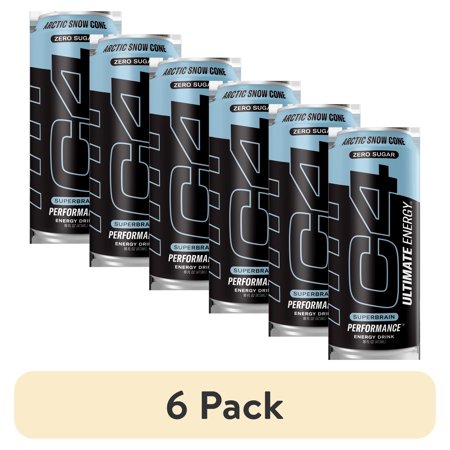 (6 pack) C4 Ultimate Energy Drink, Arctic Snow Cone, 16 fl oz Single Can