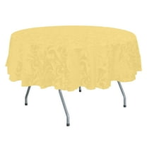 Ultimate Textile (10 Pack) Damask Melrose 72-Inch Round Tablecloth - Home Dining Collection - Floral Leaf Scroll Jacquard Design, Gold