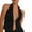 Black, variant on Women's Halter Tank Tops, Sleeveless Backless Split Front Ruched Drawstring Tops