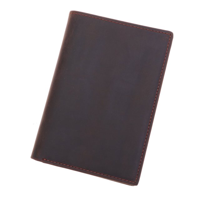 BRIGHTFUFU Cartera con bloqueo RFID para hombre, Vintage, de cuero genuino, con solapa, clips delgados, estuches para tarjetas, monedero corto plegable (café)