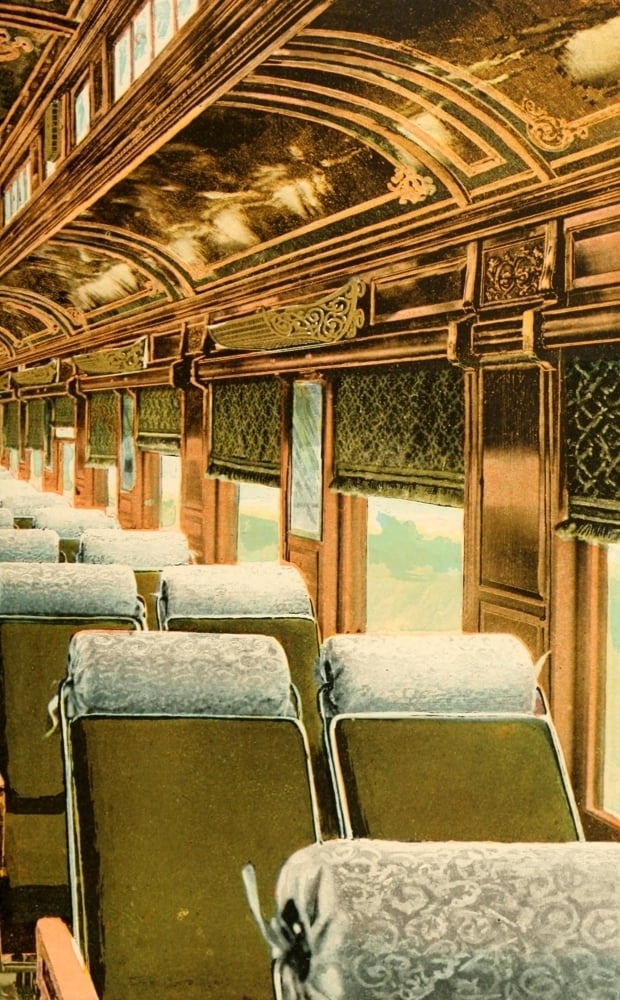 A souvenir of 'the Overland limited train' 1897 Interior of reclining
