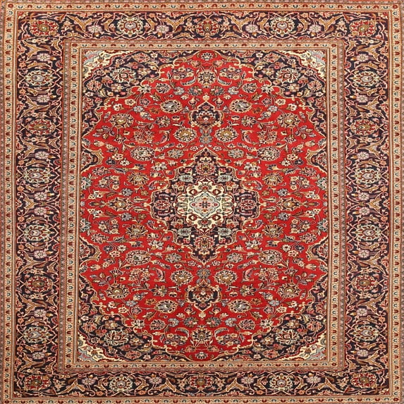 Ahgly Company Indoor Square Traditional Tangerine Pink Persian Area Rugs, 4' Square