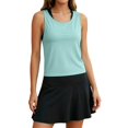 thumbnail image 2 of Split Open Back Tank Tops for Women Workout Athletic Gym Casual Crewneck Sleeveless Shirts Activewear Sports Gym Top Light Blue S, 2 of 8