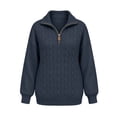thumbnail image 5 of Klisyaur Womens Cable Knit Sweaters Long Sleeve Collared Zip Up Pullover Tops Loose Comfy Casual Warm Fall Winter Sweater, 5 of 6