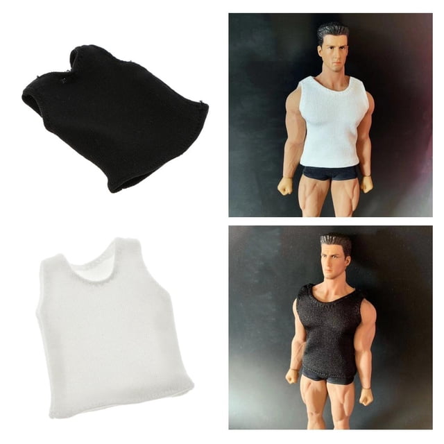 2 Piezas 1/12 Escala Ropa Chaleco Apto Para Muñeca de Acción Baoblaze Negro Blanco