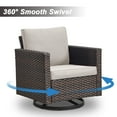 thumbnail image 3 of POCASSY Patio Wicker Rattan Swivel Rocking Outdoor Lounge Accent Chair Set of 2 with Ottoman and Side Table, Patio Furniture Set with All Weather Brown Wicker for Deck, Porch, Beige, 3 of 10