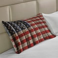 thumbnail image 2 of 4th of July Knitted Quilt Pillowcover, Rustic Backdrop American Flag Design Wooden Boards Design, Standard King Size Pillow Cover for Bedroom, 36" x 20", Vermilion Navy Blue, by Ambesonne, 2 of 2