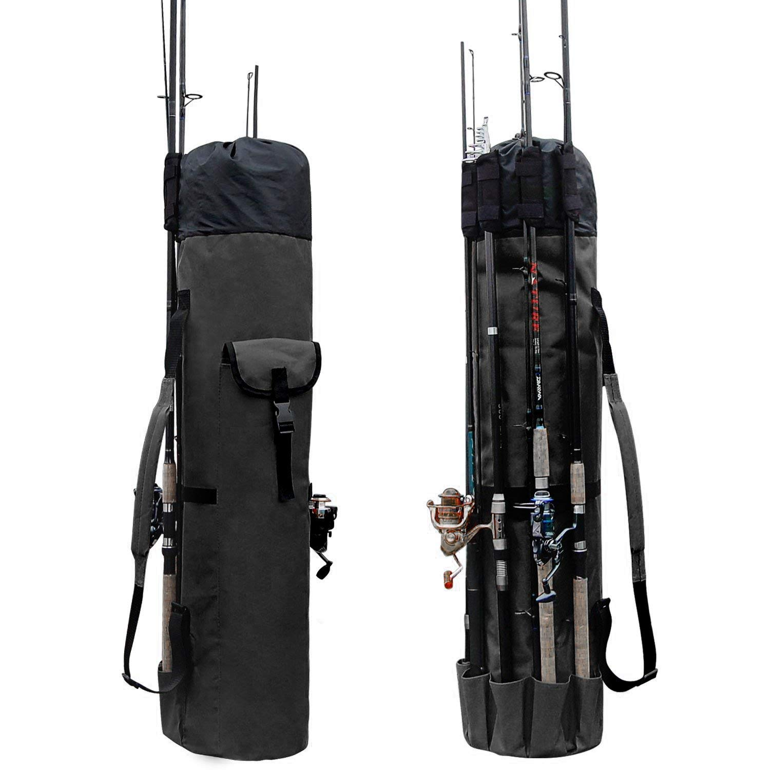 Achort Waterproof Fishing Pole Bag, Reel Organizer Bag, Holds 5 Poles