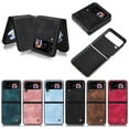 thumbnail image 2 of Compatible with Samsung Galaxy Z Flip 4 Case, Retro Anti-Drop Durable PU Leather Women Girls Men All Inclusive Reinforced Corners Case for Samsung Galaxy Z Flip 4 5G 2022, Black, 2 of 11