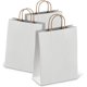 thumbnail image 1 of Bolsas de papel Kraft blancas de 8" x 4,75" x 10,5" a granel. Paquete de 25 bolsas pequeñas para compras con asas. Bolsas de papel recicladas artesanales sin logotipo para pequeñas empresas; venta, 1 of 6