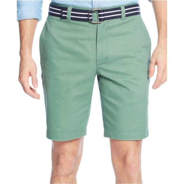 Club Room Mens Flat Front con cinturón Casual Chino Shorts, verde, 38 Club Room chino