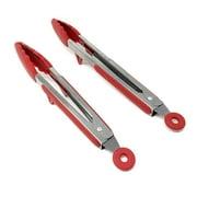 LIGHTSMAX Home & Kitchen - Premium Sturdy Stainless Steel Locking Kitchen Tong Set - 12 inch and 9 inch