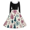 thumbnail image 3 of TIMIFIS Robes de Noël pour Femmes, Robes Maxi pour Femmes Robe Vintage de Vacances Manches Longues Col en V en Fourrure Robe Dos Nu, 3 of 3