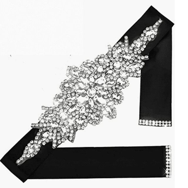 Vestidos de novia europeos y americanos Pedrería Accesorios de vestir Cintas Cinturones de novia Cinturones negros Pedrería plateada Sincero Electrónica