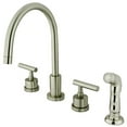 thumbnail image 1 of Kingston Brass Manhattan Double Handle Widespread Kitchen Faucet with Non-Metallic Sprayer, 1 of 4