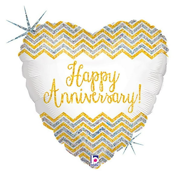 LOONBALLOON Anniversary Balloons, 18″ CHEVRON ANNIVERSARY