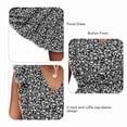 thumbnail image 1 of Vestido Floral Para Mujer, Vestido Con Manga Casquillo Con Volantes, Cuello En V, Transpirable, Respetuoso Con La Piel, Elegante Para El Verano ANGGREK Negro S, 1 of 5