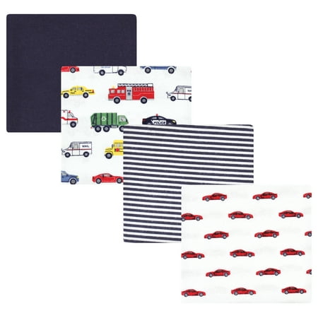 Luvable Friends Hudson Baby Flannel Receiving Blankets 4pk, Travel Adventures