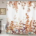 thumbnail image 2 of Rustic Fall Boho Eucalyptus Shower Curtain, Watercolor Autumn Leaves Botanical Farmhouse Shower Curtain Set, Orange Fall Thanksgiving Fabric Shower Curtain for Bathroom with 12PCS Hooks 70"X70" Yellow, 2 of 4