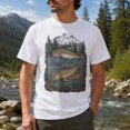 thumbnail image 2 of Retro Trout Fishing T-Shirt, Mountain River Fish Graphic Tee, Unisex Classic Fit, 2 of 9
