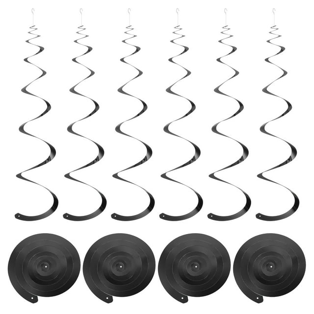 18uds Negro Fiesta Colgante Doble Tira Colgante Decoraciones Plástico Techo Serpentinas Fiesta Decoraciones para Cumpleaños Fiesta con Colgar Etiqueta Cuerda, Gancho