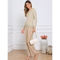 thumbnail image 4 of DARING DIVA Striped Round Neck Fall Winter Pullover Sweater Tops XS Beige, 4 of 6