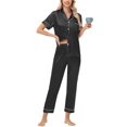 thumbnail image 2 of felwors Womens Pajamas Sets Comfy Cool Feeling Cotton Pajama Set Casual Soft Sleepwear Nightwear Loungewear Black, XL, 2 of 8