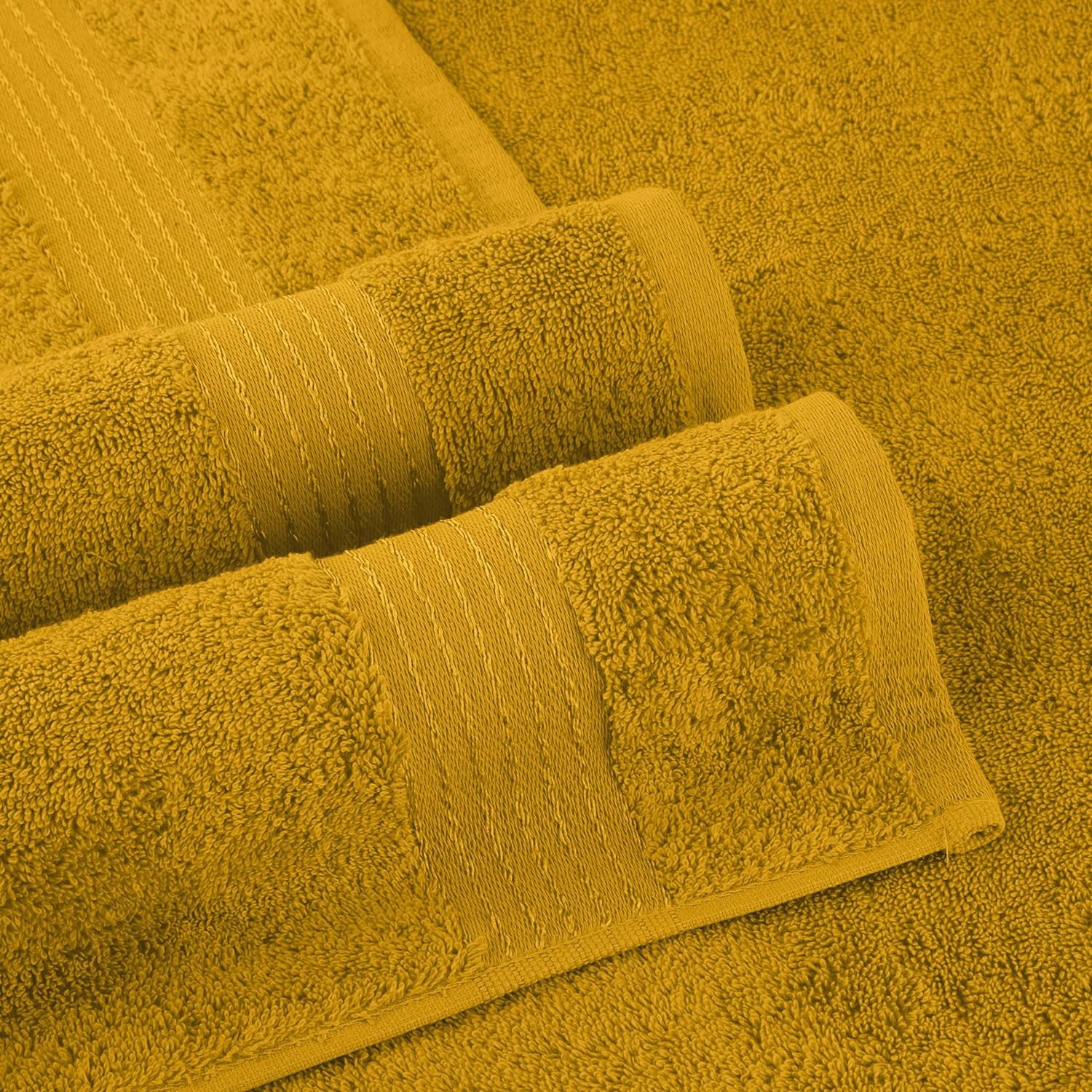 Elegant Comfort Cotton 6-Piece Towel Set, Includes 2 Washcloths, 2 Hand Towels and 2 Bath Towels, 100% Turkish Cotton - Highly Absorbent and Super Soft Towels for Bathroom, Gold