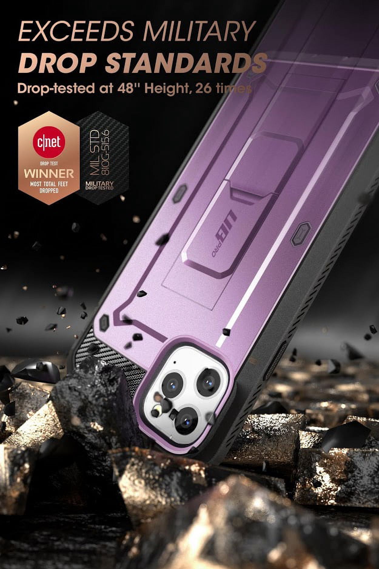 SUPCASE Unicorn Beetle Pro Series Phone Case Designed for iPhone 11 Pro Max 6.5 Inch (2019 Release), Built-in Screen Protector Full-Body Rugged Holster Case (Violte)