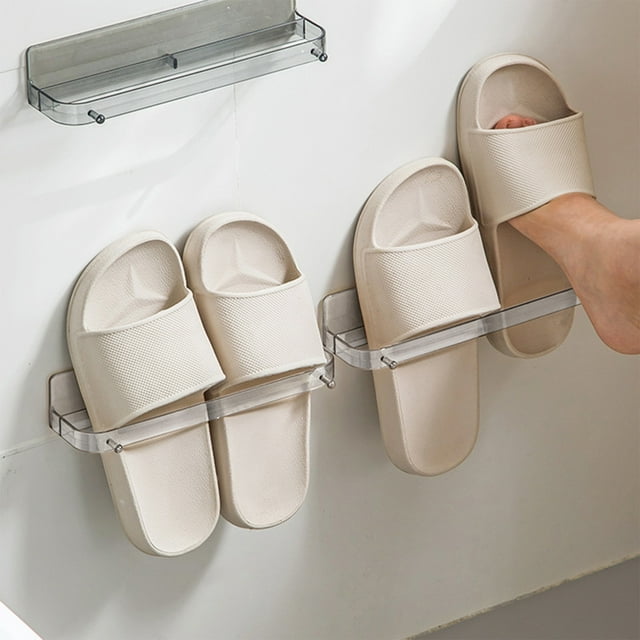 TIMIFIS Toothbrush Holders Bathroom Slippers Rack Punch Frees Toilet Wall Mounted Toilet Slippers Rack Wall Shoe Storage Bathroom Slippers Rack