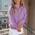 thumbnail image 6 of XRoczxe Kids Zip Up Hooded Fleece Jacket, Girls Boys Soft Warm Solid Color Hoodie Coat, Casual Long Sleeve Windproof Outerwear for Winter Daily Wear Purple, 6 of 9