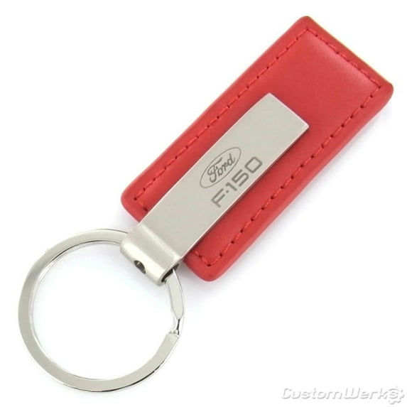 Ford F-150 Rectangular Leather Key Chain (Red)