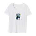 thumbnail image 3 of Camiseta para mujer trajes de verano cuello redondo camiseta para viajes playa calle desplazamientos SG, 3 of 7