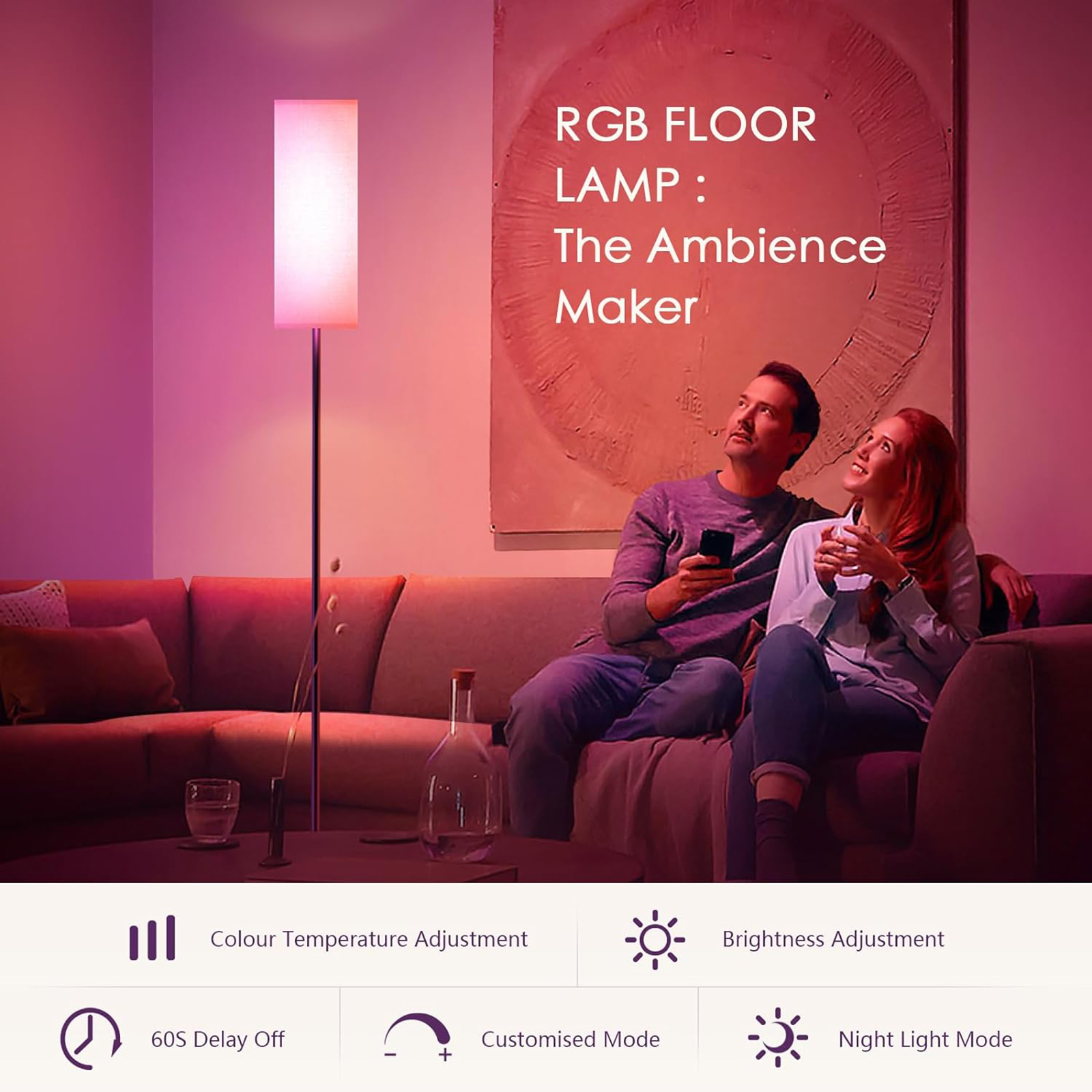 Neoglint Modern RGB Floor Lamp with App & Remote Control photo 2