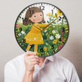 thumbnail image 5 of Girl Pluck Flowers Wall Clock Modern Decor Acrylic Clock Golden Hands 9.5in, 5 of 12