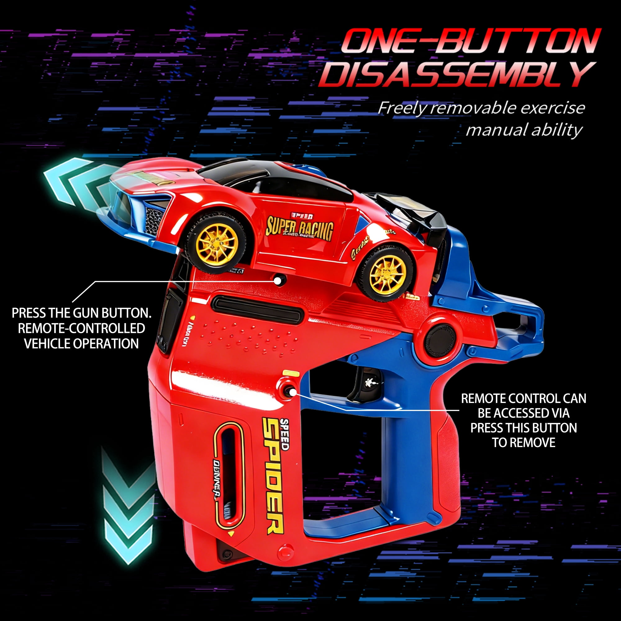 ZSUCC Battle RC Cars Stunt Racing Set, 3 IN 1 4WD Drift Car Toy for Kids Ages 6-12, Dual Controller, & Interactive Combat Game, Parent-Child Sensor Chase Toy for Kids Ages 6+ (Red)
