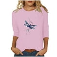 thumbnail image 2 of Runfenguu Workout Top For Women T Shirt Bras For Women Ladies' Easter Day Printed Round Neck Three Quarter Sleeve 3/4 Sleeve T-Shirt Loose, 2 of 5